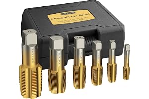 AMTOVL NPT rörkran set 6 delar, 1/8 tum, 1/4 tum, 3/8 tum, 1/2 tum, 3/4 tum, 1 tum NPT kranset, GCr15 stål gängning VVS-kranu