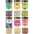 YUM YUM Seeds Jar Combo - Roasted Seeds Mix (Chia, Sunflower, Pumpkin, Flax, Quinoa & Watermelon) - 1.2 kg (Pack of 6, 200g Each) - Diet Snacks | Edible Seeds