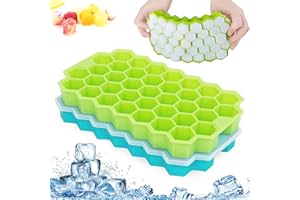 Bandejas para Hielo Silicona, Acxilexy Cubitera Hielo con Tapa, 2 Pcs 37 Molde Cubo Hielo Sin BPA, Moldes para Cubitos de Hielo Apto para Lavavajillas para Bebe Agua Cócteles Whisky