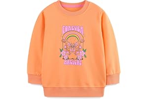 LANGUBABY Sweatshirt Fille en Coton 100% Manches Longues Col Rond Motifs Mignons Pullover pour Enfants 1-12 Ans