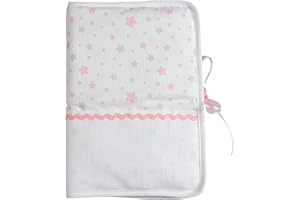 Filet - Protège Carnet de Santé à Broder, Motifs Étoilés, Bande Aïda À Personnaliser - Prénom, Motifs, Date de Naissance, Idée Cadeau de Naissance, Fabriqué en Italie, Rose