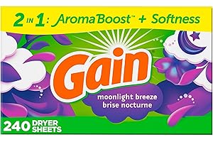 Gain Dryer Sheets Laundry Fabric Softener, Moonlight Breeze, 240 Count