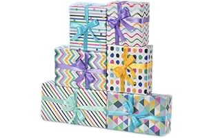 EYELEAF Carta da Regalo 70 x 50 cm Set 6 Fogli Rotolo Carta Regalo per Donna Uomo Femmina Ragazze Ragazzi Adulti