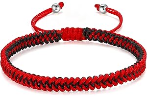 JENDEAR SHINE Bracelet en Corde Tressée Femmes Hommes, Filles Garçons Anniversaire Amitié Couple Cadeaux Bijoux Faits à la Main Corde Noire Corde Rouge