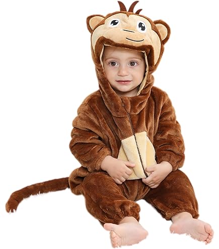 COOKY.D Baby Dierenromper Peuter Kostuum Flanellen Jumpsuit Playsuit Jongens Meisjes Cartoon Capuchon Outfits, Roze Dinosaurus 18-24 Maanden