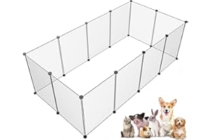 SPUSEN Puppy Playpen Rabbit Run Pet Playpen,Transparent Small Animals Playpen, DIY Pet Pen Yard Fence for Puppy,Rabbit,Guinea Pigs,Ferrets,Mice,Hamsters,Hedgehogs,Turtles,12 Panel