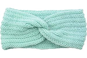 ORBGONS Haarbinder mit Haarreifen Winter Women Cable wärmer weiches Ohr Stretch Headband Stirnband Wolle (Mint Green, One Size)