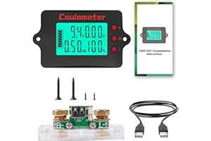 DEWINLVD 100 A Battery Monitor 12 V 24 V 36 V 48 V Battery Monitor 8-120 V Battery Guard Universal Lithium Battery Voltage Ammeter Pure Copper Current + 2 m USB Cable (Monochrome Screen)