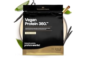 ‎THE PROTEIN WORKS Protein Works | Vegan Protein 360 – GOLD Innovation, Vanillecreme, 33 Portionen, 100% pflanzlich & natürlich, Premium-Multi-Protein-Mix, fettarmer & kalorienarmer Shake, 1kg