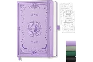 LOAPEM A5 Sketchbook - 192 Pages, 100 GSM Hardcover Leather Sketch Book, Blank Notebook Journal, Unlined Notebook for Women Men Work School Drawing, Students, Artists, Light Purple