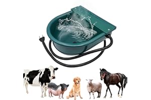 MUALROUS Automatischer beheizter Wassernapf Futtertrog konstanter Temperaturspender Tränke für Haustiere Hunde Pferde Rinder Ziegen Schafe mit Schwimmerkugelventilen (Dunkelgrün)