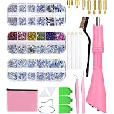 Kureny Hotfix Rhinestone Applicator, Hotfix Strass Applikator Set | with 7 Tips, 3 Boxes of Rhinestones, for Clothes Trousers