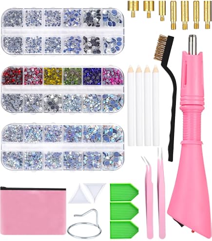 GLOCTO Bedazzler Set Mit 5.000 Strasssteinen & Selbstsaugendem Applikator – Hotfix-Werkzeug Für Kleidung, Stoff, DIY