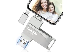 Chiavetta USB 256gb per Phone,Levida Memoria Esterna per scaricare foto,Pen Drive USB C 3.0,Photo Stick,4 in 1 USB Stick per iOS/Smartphone/Pad/Android/PC(Foto/Video/Backup Automatico),Argento chiaro