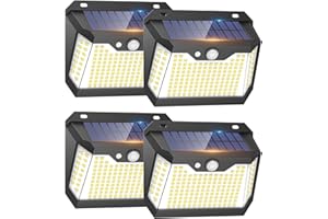 Philosun 4 Paquete Luces Solares LED Exterior Auto ON&OFF, 3 Modos Luz Solar Exterior con Sensor de Movimiento IP67 Impermeable Lampara LED Solar para Jardin, Patio, Luz Blanca Fría