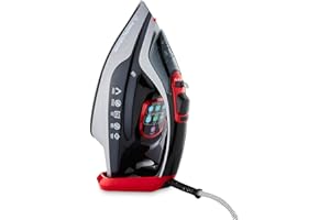 Morphy Richards Powersteam Elite LED Steam Iron, Non Stick Ceramic Soleplate, 35g Output, Vertical option, Self Clean, Anti Drip, Digital Controls, 3m Cord, 3000W, Grey, Black and Red, 302012