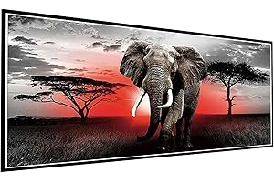 AOAOBIGS 5D Diamond Painting Kits for Adults,Elephant Large Diamond Art Full Drill Round Dots Gem Art Crafts Diamond DIY Kits,Wall Decor Home Office Decoration(35.4inch*15.7inch) Without Frame