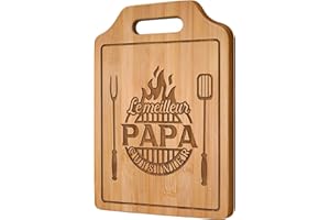 GIFTASY Cadeau Papa, Cadeau Anniversaire Papa - Planche à Découper en Bambou Gravée, Cadeaux Homme Original, Idee Cadeaux Fete des Peres (31,2 × 22,0 × 1,0 cm)