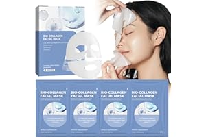 SONEAT Bio Collagen Face Mask,4PCS Anti Wrinkle Mask,Firm Skin Deep Hydrating,Bio Collagen Face Overnight,Small Molecule Penetration, Elasticity Improvement (Blue)
