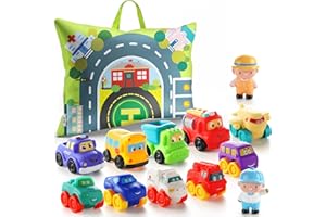lerrbo Soft Rubber Car Toy for 1 Year Old Boys with Play Mat (Storage Bag)