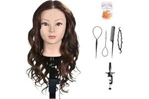 DAVINONA 20 "- 22" cabeza de entrenamiento 100% cabeza de muñeca maniquí de belleza de cabello real (incluyendo clip de mesa)