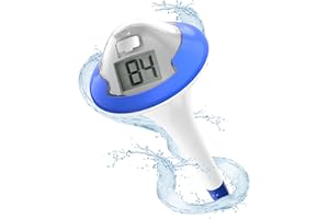 BALDR Pool Thermometer Wiederaufladbar, 180 Tage von 1 Ladung, Kein Batteriewechsel Notwendig, IPX7 Wasserdichtigkeit und mit 2 * Großen Digitalanzeigen, Geeignet für Schwimmbäder, Sprudelbad, Eisbad