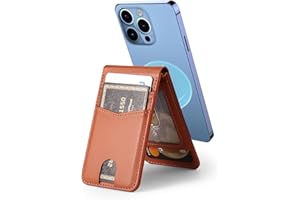 Ceppekyy Magnetische Wallet Stand,kompatibel mit MagSafe Wallet,Handy Kartenhalter mit Verstellbarem Ständer,4-Kartenhalter, für iPhone 15 14 13 12 Pro/Pro Max/Plus,für MagSafe-Hülle,Leder,Braun