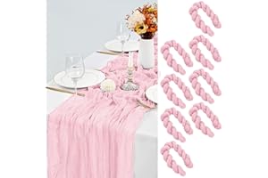 LYAFS 8 Stück Käsetuch Tischläufer Babyrosa, 90 x 300 cm Seihtuch Tischläufer Waschbares Gaze-Stoff Boho Tischläufer Cheesecloth Tischdekor für Hochzeit Brautparty Empfang Festival im Freien Dekor