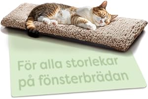 Knupis Kattsäng Fönster 90x28 cm Brun - Kattbädd Matta - Fönstersäng Katt | Självvärmande utan el och batterier, halkfri undersida, tvättbart överdrag, mjuk ljuddämpande filt av återvunna PET-fibrer