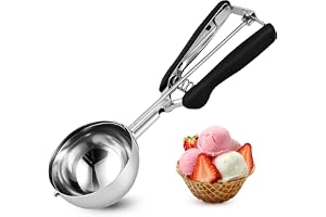 TJ POP Stor Glasskopa 8 cm – Rostfritt stål Kakskopa med Enkel Avtryckare, Bra Grepp för Glass, Melonbollar, Köttbullar och P
