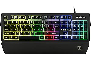 THE G-LAB G-LAB Keyz Palladium Klawiatura gamingowa przewodowa INT QWERTY - podświetlana diodami RGB, magnetyczna podkładka pod nadgarstki, 26 klawiszy anti-ghosting, wytrzymała - PC PS4 PS5 i Xbox One (czarna)