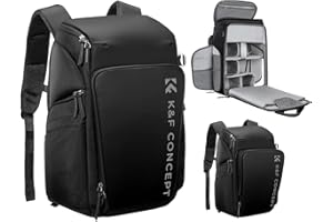 K&F CONCEPT Mochila Cámara Profesional, Bolsa Fotógrafos Cámara Impermeable de Gran Capacidad para Camera Reflex Digital DSLR, Adecuado para viajes al aire libre senderismo fotografía Negro