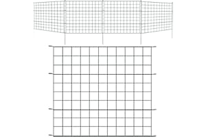 Izrielar Ogrodzenie ogrodowe, 22 sztuki, zestaw 22 szt., ogrodzenie do oczka wodnego, płot wtykowy, metalowe ogrodzenie siatkowe, 10 elementów ogrodzenia, 12 prętów mocujących (proste)