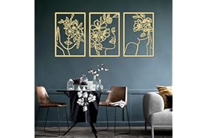 DETENE 3 pezzi Decorazione Murale in Metallo Dorato Decorazione da Parete Minimalista Art Arte Moderna Astratta Delle Donne per Camera da Letto Soggiorno Bagno Balcone Galleria (Oro)