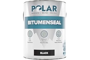 POLAR SPECIALIST COATINGS Polar Bitumenseal Black Paint - 5KG - Instant Waterproof Bitumen Roof Sealant - Ideal for Leaks, Cracks & Pitched Roof Repair - Concrete, Brick, Asphalt, Drainpipes & Gutters - Easy to Apply