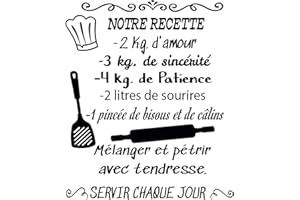 Docliick® Vinile da parete decorativo in francese "NOTRE RECETTE." Adesivi da parete in francese di frasi celebres.Autocollant lettre Docliick DC-048-FR