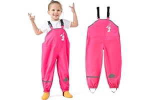 JinBei Pantaloni Impermeabili Bambino Unisex Leggeri Salopette Antipioggia Pantaloni Antivento Traspirante Non Imbottiti Impermeabile Abbigliamento con Striscia Riflettente, 2-7 Anni