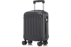 yonsly Koffer Suitcase S Schwarz, Trolley Reisekoffer, Rollkoffer Handgepäck mit 4 Rollen 360°, Hartschalenreisekoffer, Zahlenschloss, Weicher Gummigriff