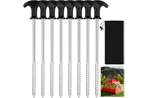SZYILIDA 8 Pz Picchetti per Tenda, Picchetti Ancoraggio Picchetti Tenda Campeggio, Picchetti Giardino, 21 cm Lunghi e Robusti Picchetti da Campeggio, Picchetti Chiodi a Vite per Terra Tenda Telone Giardino