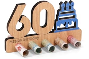 Giftota 60th Birthday Gifts for Women Men, Original Funny Money Gift Wooden, 60th Birthday Decorations, Unique Happy Birthday Cards Anniversary Party Presents Guestbook,Personalised Gifts for Friends