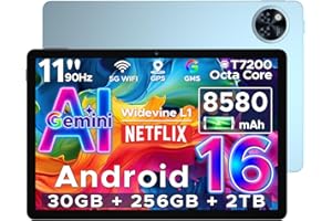 DOOGEE U11 Pro Tablet Android 16, Tablet 11 Pulgadas 30GB+ 256GB/2TB TF, Gemini AI Tablets Baratas Octa-Core, HD IPS 90Hz, 8580mAh/ 5G WiFi/Widevine L1/ 13MP+5MP/ Face ID/GMS Tablets Baratas y Buenas