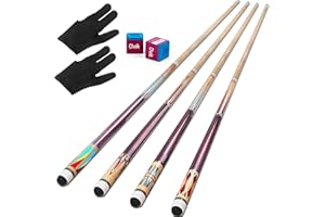AKLOT Stecca da Biliardo,Set di Stecche da Piscina da 58" per Sdulti Canadesi in Legno di Acero Stecca da Biliardo 18 19 20 21 Once(510-595g)