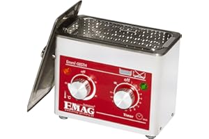 EMAG Emmi 08STH Nettoyeur à ultrasons pour lunettes et montres avec chauffage I Appareil de nettoyage à ultrasons fabriqué en Allemagne I 100 ml