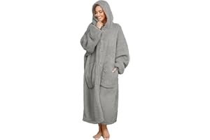 ililmmoe Plüsch Hoodie Decke für Frauen und Männer,Super warme und gemütliche große tragbare Decke Hoodies Homewear,Dicke lose Plüsch Mäntel(Gray,L)