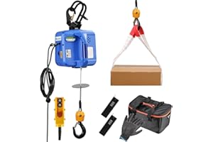 Mxmoonant 1600 W Paranco Elettrico 500 KG con 100 M Telecomandi Senza Fili × 2 per Lavoro di Squadra, Più 5 M Filo Remote, Aggiornato Motor& Ganci per Garage Magazzini Costruzione Domestica 220 V