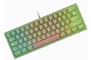 ZIYOU LANG Tastiera da Gioco Portatile Cablata al 60%, Retroilluminata 7 RGB, Layout QWERTY Tastiera a Membrana con Sensazione Meccanica con 19 Tasti Anti-ghosting Mini Compact 62 Tasti, per PC Mac/Verde