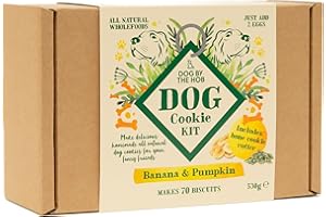 NATURAL & NOBLE Dog Biscuit Making Kit (including bone shaped cutter) | Makes Over 70 Cookies | Banana & Pumpkin Seed | Lovely Dog Lovers Gift | Great for Kids Activities