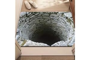 JUXDZISHW Front Door Mat Outside Entrance, Brick Bottomless Hole Area Rug for Living Room 3D Trap Optical Visual Illusion Rugs Playroom Floor Carpet Mat Non-Slip,8pcs