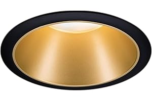 Paulmann 93395 Luminaria empotrable Cole fija, redonda, regulable, foco empotrable, negro mate, oro, Spot, aluminio, plástico, lámpara empotrable GU10
