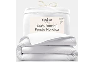Bambaw Funda Nordica 240x220cm Bambu, para Cama 150/160 cm, Funda Nordica Hipoalergenica Antisudor, Sabanas Refrescantes Verano e Invierno, Sabanas Bambú Térmicas (Blanco)